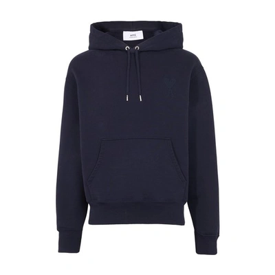 Shop Ami Alexandre Mattiussi Ami De Coeur Hoodie In Navy