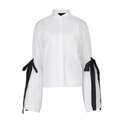 Shop Red Valentino Long Sleeve Shirt In Bianco Nero