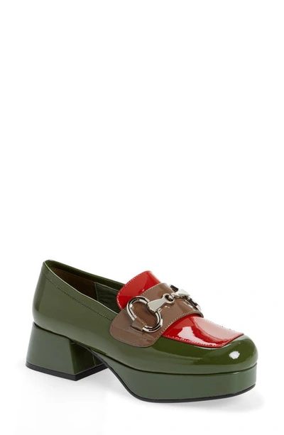 Jeffrey Campbell Women's Student Platform Block Heel Loafers In Forest  Green Patent Multi | ModeSens