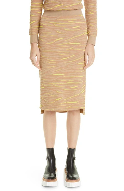 Shop Stella Mccartney Animal Jacquard Pencil Skirt In Camel