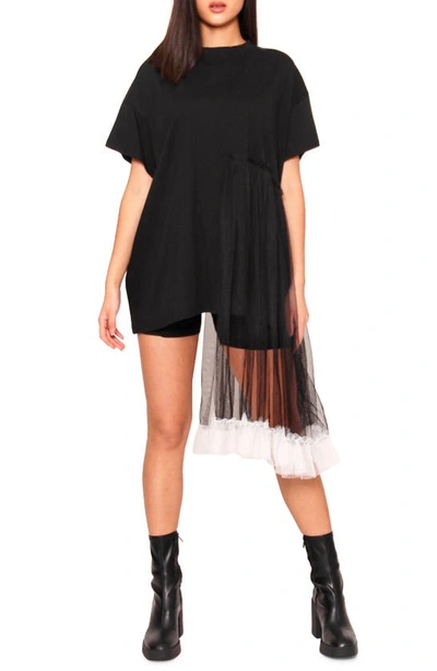 Shop Absence Of Colour Birta Asymmetric Overlay T-shirt Dress In Black