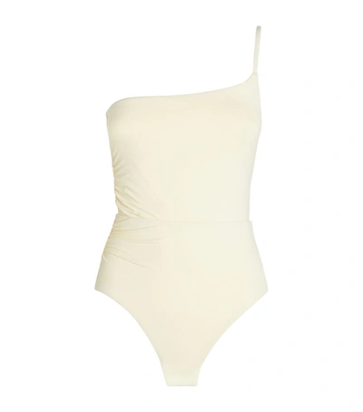 Shop Bondi Born Sibella One-shoulder Swimsuit In Ivory