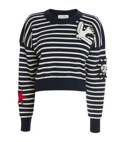 Shop Alexander Mcqueen Crochet-detail Sweater In Blue