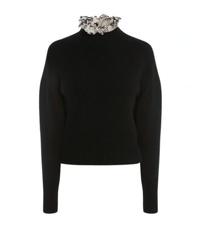 Shop Alexander Mcqueen Wool Ruffled-collar Sweater In Black