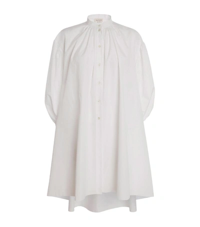 Shop Alexander Mcqueen Cotton Poplin Trapeze Mini Dress In White