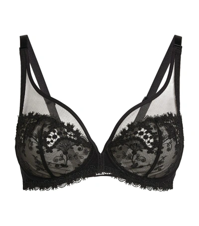 Shop Simone Perele Embroidered Full Cup Plunge Bra In Black