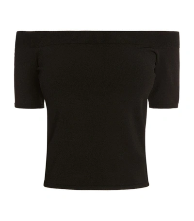 Shop Alexander Mcqueen Knitted Off-the-shoulder Top In Black
