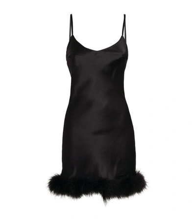 Shop Gilda & Pearl Marabou-trim Kitty Slip Dress In Black
