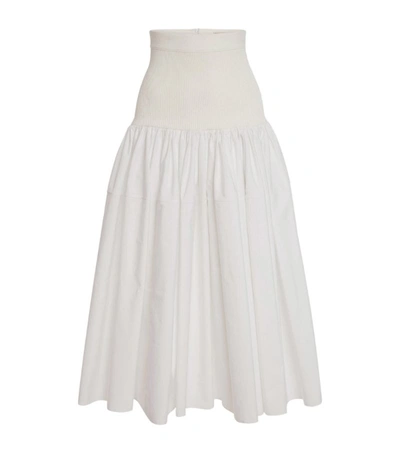 Shop Alexander Mcqueen Cotton Maxi Skirt In White