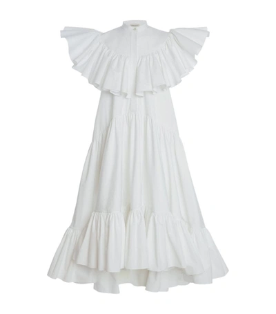 Shop Alexander Mcqueen Ruffled Trapeze Shirt Dress In White