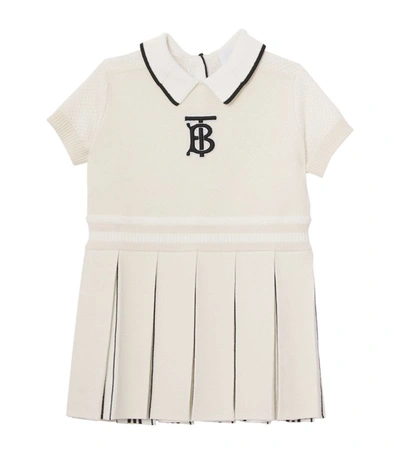 Shop Burberry Kids Knitted Polo Shirt Dress (6-24 Months) In White