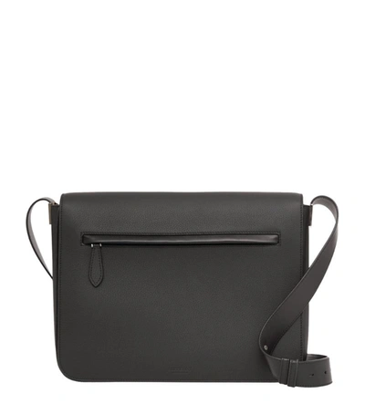Shop Burberry Leather Messenger Bag In Black