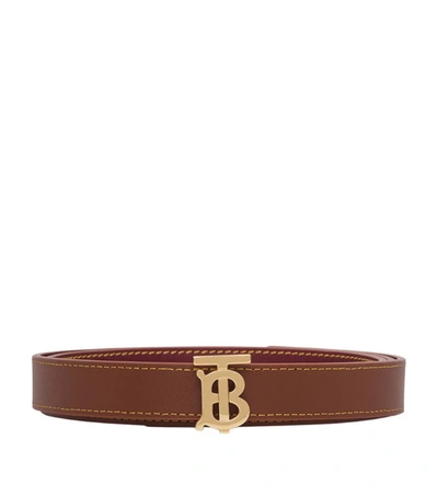 Shop Burberry Reversible Leather Tb Monogram Belt In Brown