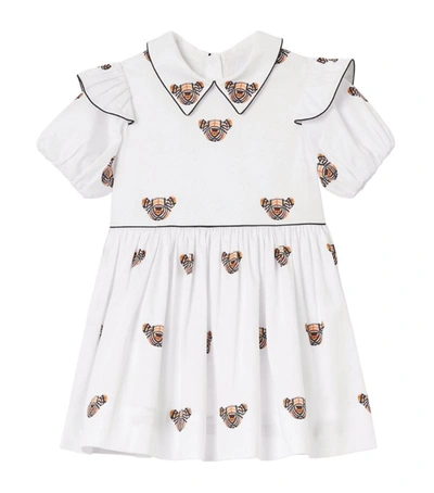 Shop Burberry Kids Cotton Thomas Bear Print Dress (6-24 Months) In White