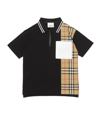 Shop Burberry Kids Vintage Check Zip-up Polo Shirt (3-14 Years) In Black