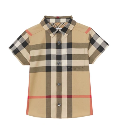 Shop Burberry Kids Cotton Check Shirt (6-24 Months) In Neutrals
