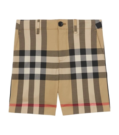 Shop Burberry Kids House Check Tailored Shorts (3-14 Years) In Brown