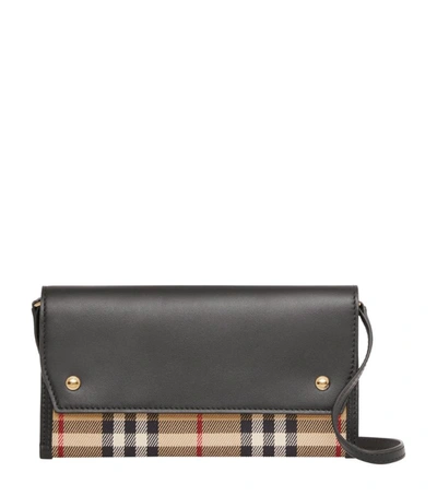 Shop Burberry Leather Vintage Check Cross-body Bag In Brown