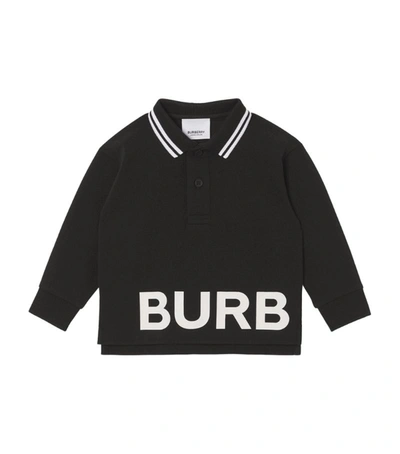 Shop Burberry Kids Long-sleeved Logo Polo Shirt (6-24 Months) In Black