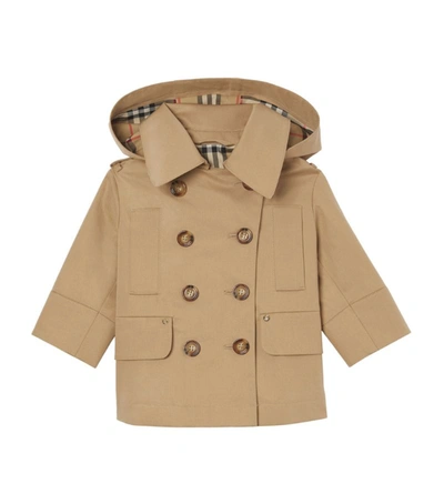 Shop Burberry Kids Cotton Twill Trench Coat (6-24 Months) In Brown
