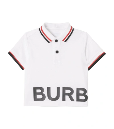 Shop Burberry Kids Cotton Piqué Logo Polo Shirt (6-24 Months) In White