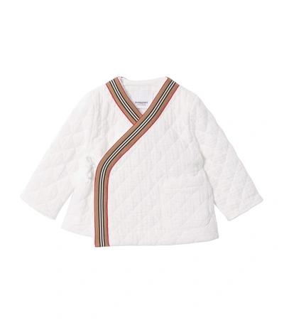 Shop Burberry Kids Quilted Wrap Jacket (1-18 Months) In White