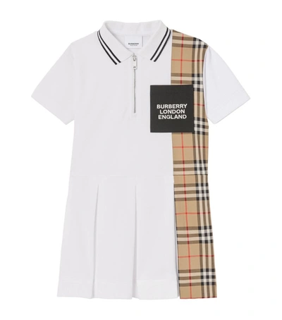 Shop Burberry Kids Cotton Piqué Serena Polo Shirt Dress (3-14 Years) In White