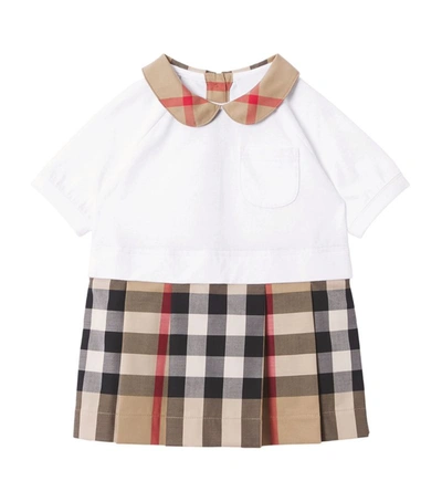 Shop Burberry Kids Check Shirt Dress (6-24 Months) In Neutrals
