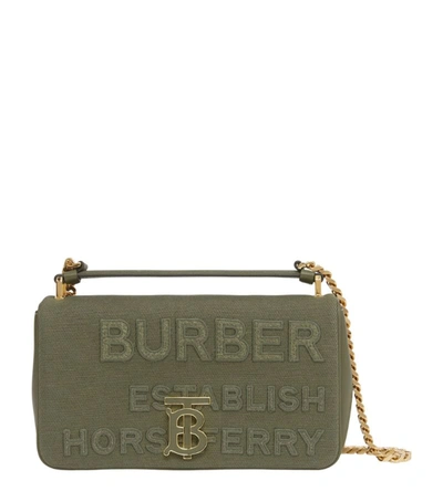 Shop Burberry Small Horseferry Print Lola Canvas Bag In Green