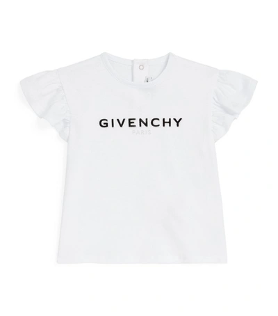 Shop Givenchy Kids Ruffle-detail Logo T-shirt (6-36 Months) In White
