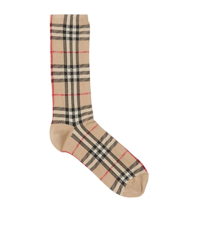 Shop Burberry Vintage Check Socks In Brown