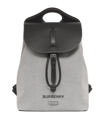 Shop Burberry Cotton Horseferry Print Canvas Backpack In Black