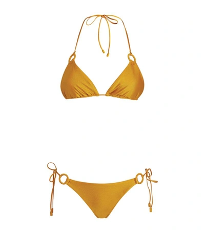 Shop Zimmermann Aliane Ring Tie Bikini In Gold