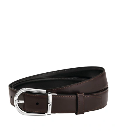 Shop Montblanc Leather Horseshoe Business Belt In Black