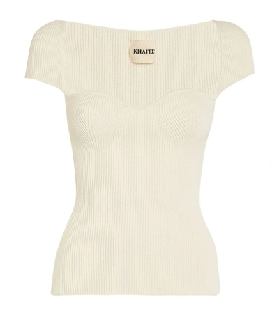 Shop Khaite Ribbed Ista Top In Ivory