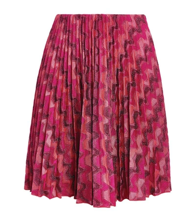 Shop Missoni Pleated Zigzag Skirt In Pink