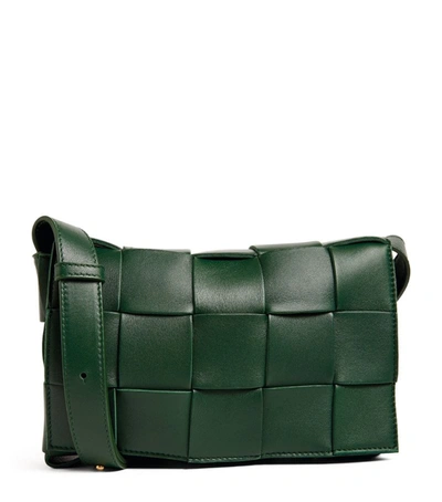 Green Cassette small Intrecciato-leather cross-body bag, Bottega Veneta