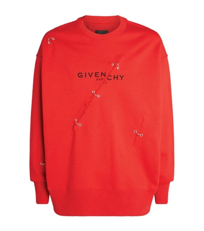 Shop Givenchy Cotton Logo Sweatshirt In Red