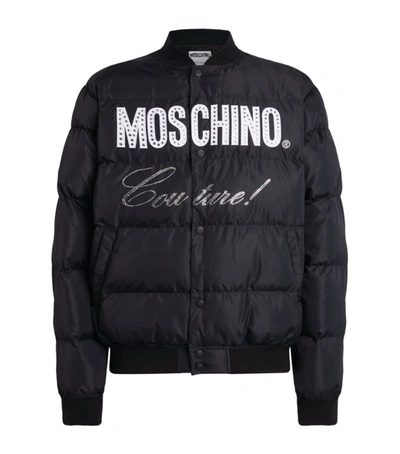 Shop Moschino Couture Logo Puffer Coat In Black