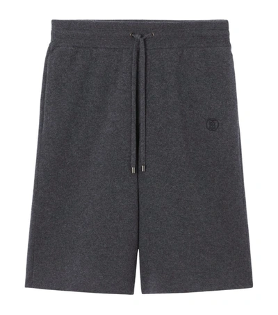 Shop Burberry Cashmere Tb Monogram Shorts In Grey