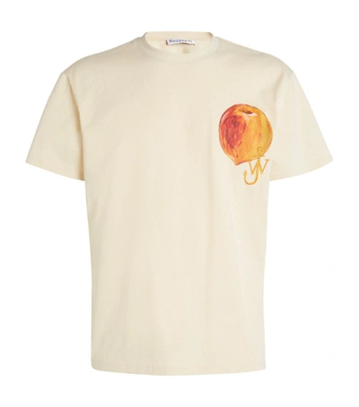 Shop Jw Anderson Peach Logo T-shirt In White