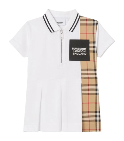 Shop Burberry Vintage Check Polo Dress (6-24 Months) In White