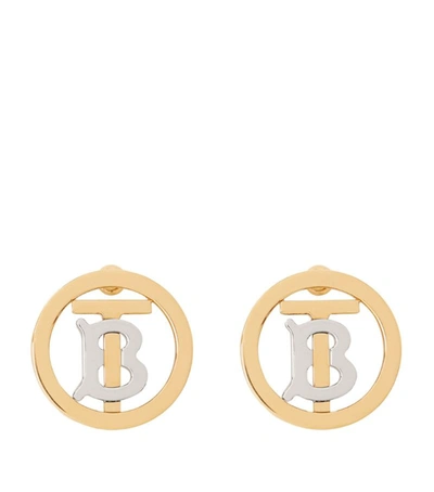 Shop Burberry Gold-plated Tb Monogram Earrings