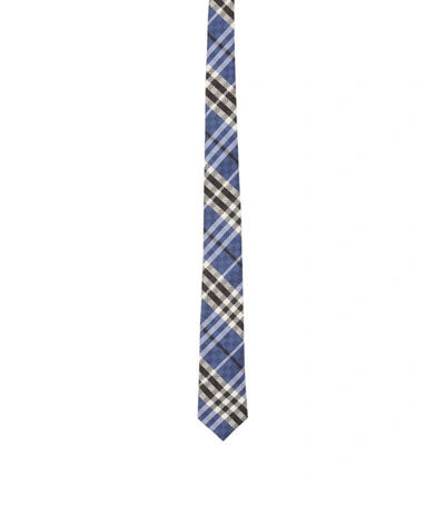 Shop Burberry Silk Jacquard Check Tie In Blue