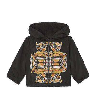 Shop Burberry Kids Lightweight Thomas Bear Print Hooded Jacket (3-14 Years) In Black