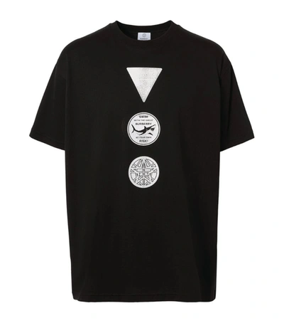 Shop Burberry Cotton Badge Print T-shirt In Black