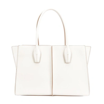 Shop Tod's Medium Shopping Bag In Bianco Calce