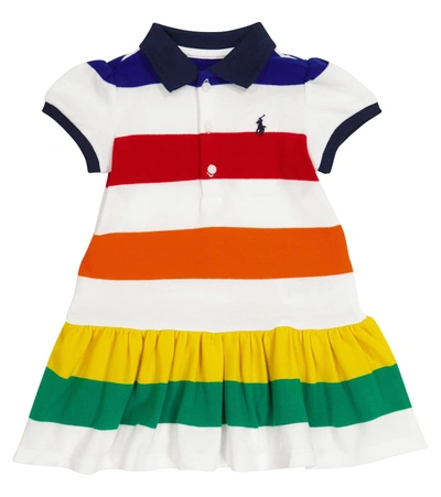 Shop Polo Ralph Lauren Baby Striped Cotton Piqué Dress And Briefs Set In 彩色