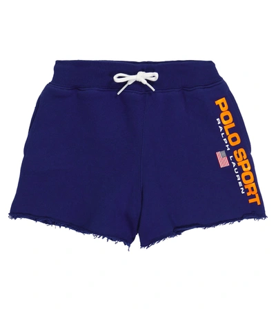 Shop Polo Ralph Lauren Logo Cotton-blend Jersey Shorts In 蓝色