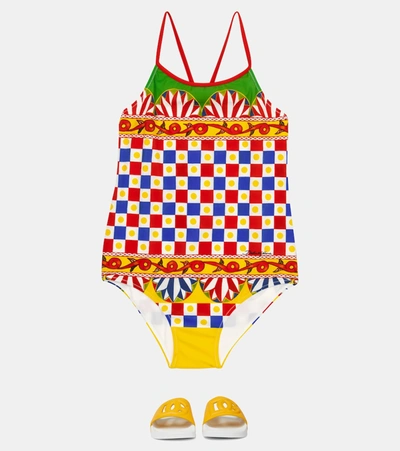 Shop Dolce & Gabbana Printed Swimsuit In 彩色